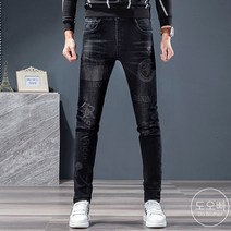 도오빠 주아쿠진 남성 청바지 블랙진 슬림핏 데님 팬츠 스판 워싱 페인팅 스키니 남자청바지