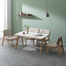 [3만원★즉시할인]장인가구 칸토르 베이직 세라믹 패밀리 4인 낮은 식탁세트 의자형, 내추럴