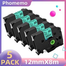 프린트 부품 Phomemo P31 라미네이트 라벨 테이프 AZe 231 호환 형제 호환, 01 12mm, 06 5PC Green Tape