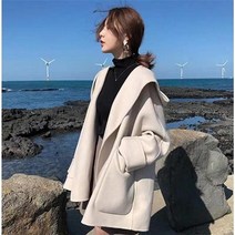 캐시미어 코트 오버 케이프 양면 여성용 윈드 브레이커 가 겨울 새로운 기질 후드 느슨한