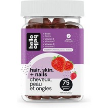 미국직구 헬로 벨로 헤어 스킨 + 네일 젤리 비타민 – 비오틴 비타민 E 비건 비GMO 젤리 75ct (1팩), 수량, 상세참조