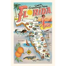 (영문도서) Vintage Journal Greetings from Florida Map Paperback, Found Image Press, English, 9781669518228
