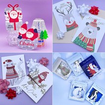 [idecf카드] 종이배 크리스마스카드 세트 성탄절 입체 스탠딩 산타 루돌프 눈사람 트리 미니, g. 산타 동물 카드 4종