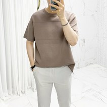 아도르클래식 데끼 절개 트임 라운드 니트 반팔티