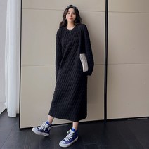 잇츠스타일 보송보송 누빔 스타일 뒷지퍼 루즈핏 롱원피스