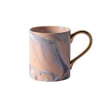 까사무띠 골드 마블 핸들 도자기 머그 머그컵 머그잔 4색 350ml, 살구, 1개