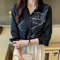 여성 프린트 블라우스 긴팔 하늘비즈 C10 F229U026