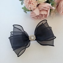 메쉬리본 3중리본 보석포인트 자동핀(자체제작)