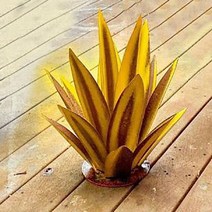용설란 잎 DIY 금속 예술 식물 동상 선물 정원 마당 잔디 홈 장식, 02 yellow 65cm
