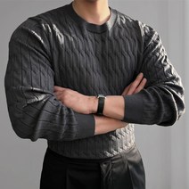 봄 가을 남자 꽈배기 머슬핏 니트