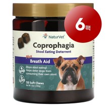 리암마켓 NaturVet 네이처벳 강아지 고양이용 대변 섭식 방지제 구취 제거 효과 코로파지아 츄어블 130개 286g 1팩, 6팩