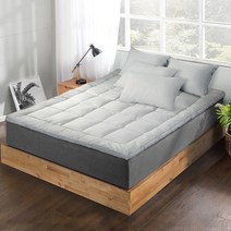 [루마인홈] 거위털 매트리스 토퍼 - 킹 사이즈, 체크 그레이