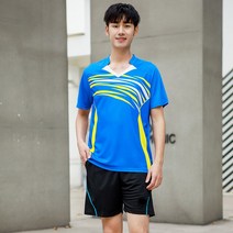 남성 테니스 옷 성인 배드민턴 셔츠 여성 테이블 러닝 운동 티셔츠 스포츠웨어, [05] 3XL, [07] Blue set