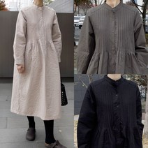아이보리앤코 아인 핀탁 반오픈 롱 원피스 본딩 솜 겨울