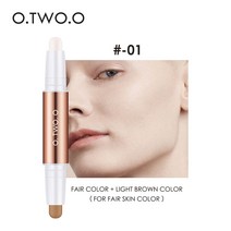 O.TWO.O 컨투어 스틱 더블 헤드 컨투어 펜 방수 매트 피니시 하이라이터 3.6g, #01 연한 색 + 연한 갈색 × 1개