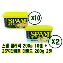 스팸 CJ 200g 6개입세트x2 클래식10개+마일드2개, 2개