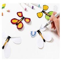 고무 동력 나비 과학 놀이 비행기 실험 장난감, 초록색 무늬