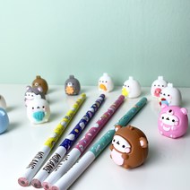 귀여운 캐릭터 몰랑이 B진한심 세트 토익 구몬 한다스 코스트코 다이소 그립 이름 흑심 연필 초등학생 입학 선물, 몰랑이 캐릭터 골고루 4개 1SET