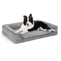 Arien Dog Bed 정형외과 소파 강아지 침대 대형견을 위한 볼스터 세탁이 가능한 커버가 있는 폼 논스키드 바텀 중대형견을 편안한 수면용, Grey, Large