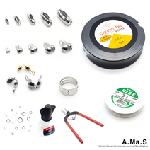 비즈아마스 써지컬 실버 골드 오링 땅콩깍지 올챙이 누름볼 토끼깍지 낚시줄 우레탄줄 순간접착제 악세사리 부자재, 투명 0.10mm