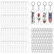 48 PCS/세트 아크릴 블랭크 투명 장식 펜던트 사각형 키 체인 블랭크 키링 점프 링 휴가 선물