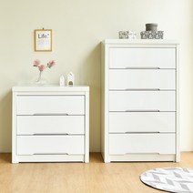 유니크퍼니처 네온 90cm 3단 5단 와이드 서랍장, 하이 900 3단, 고무화이트