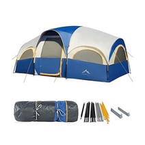 GoHimal 고히말 캠핑용 8인용 텐트 방수 방풍 패밀리 레인플라이 포함 프라이버시 공간용 분할 커튼 디자인 휴대용 가방, Blue