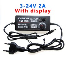 AC DC 가변 전원 공급 장치 3V 5V 6V 9V 12V 15V 18V 24 V 1A, CHINA, 3V - 24V 2A Display, US Plug