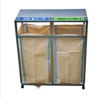 휴지통 분리수거함 스탠100리터 2구 지붕형 분리수거대 쓰레기분리수거 586111EA