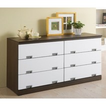 다기능 와이드 6칸 서랍장, 색상:엔틱