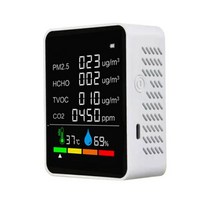 공기 알리미 공기질 측정기 다기능 CO2 미터 디지털 온도 습도 센서 대기 질 모니터 검출기 TVOC HCHO PM2.5 PM10 PM1.0 분석기, 6 IN 1