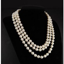 담수 진주 목걸이 14k진주 목걸이 Jacqueline Kennedy 퍼스트 레이디 트리플 스트랜드 7-8mm 리얼 화이트