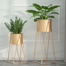 ShengXin 북유럽 모던 거실 화분 받침대 스탠드 인테리어 선반 베란다화분정리대, 22*22*47cm, 금빛