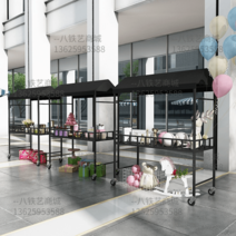 마차매대 이동식 플리마켓 유럽식 이동선반 업소용 꽃마차, 블랙160x70x200CM