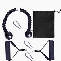 홈트 tricep pull down rope carabiner clips set cable machine attachment handles heavy duty arm home, 7pcs 블랙 세트