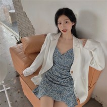 V넥 데일리룩 상하의 원피스 플라워 여성 캐쥬얼 셔츠 빈티지 소심기 나시 플라워 원피스오버사이즈 심플 정장 코트
