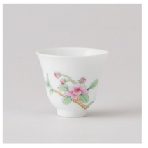 경덕진 첨백 월계 찻잔, 화이트 + 핑크 + 그린, 1개