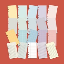 데이스테이션 A6 B6 퍼스널 6공 바인더 다이어리 속지 컬러 패턴 그리드 모눈 라인 리필, 02 Mint Green