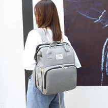 접이식엄마가방유아용침대모자배낭, 회색+아기 마차 후크+매트리스