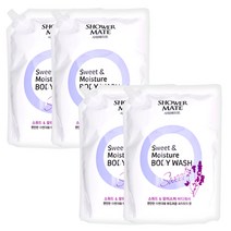 샤워메이트 스위트&모이스처 바디워시 리필용, 4개, 2000ml