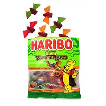 하리보 할로윈 사워 뱀파이어 뱃 113g Sour Vampire Bats Halloween Gummy Candy, 1개