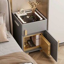 금고 협탁 스마트 무선충전 usb 콘센트 침대 럭셔리, 라이트그레이/금고+스마트 기능 35x40x50