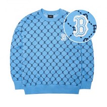 MLB 공용 다이아 모노그램 전판 프린트 맨투맨 B (Blue)