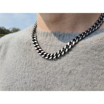 [노블른] 써지컬 스틸 무광 커브 체인 목걸이 10mm