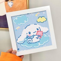 시나모롤 캐릭터 DIY 키트 보석 십자수 선물 취미 집콕, 18X18CM, H