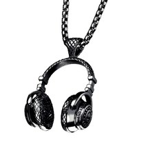 DJ 뮤직 헤드폰 펜던트 목걸이 롱넥 체인 남성 힙합 록 쥬얼리 선물