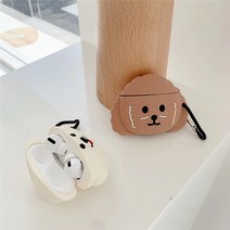 애플에어팟 반려견 커플 실리콘 에어팟케이스, 화이트, 에어팟1/2세대