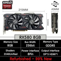 그래픽카드 CPU 데스크탑 SHELI51RISC 그래픽 카드 AMD RX580 8GB 게이밍 GDDR5 256Bit PCI Express 30 x 16 Radeon GPU 컴퓨터, 01 RX580 8G 2048SP