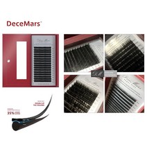 Decemars 속눈썹연장 타원형 납작모 무광 밍크 검정색 16줄 인조 가속눈썹, 1개, 0.15 mm C컬 10 mm