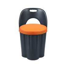 천하퍼니처 등받이형 수납의자, 등받이형 바디(블랙)/쿠션(오렌지)